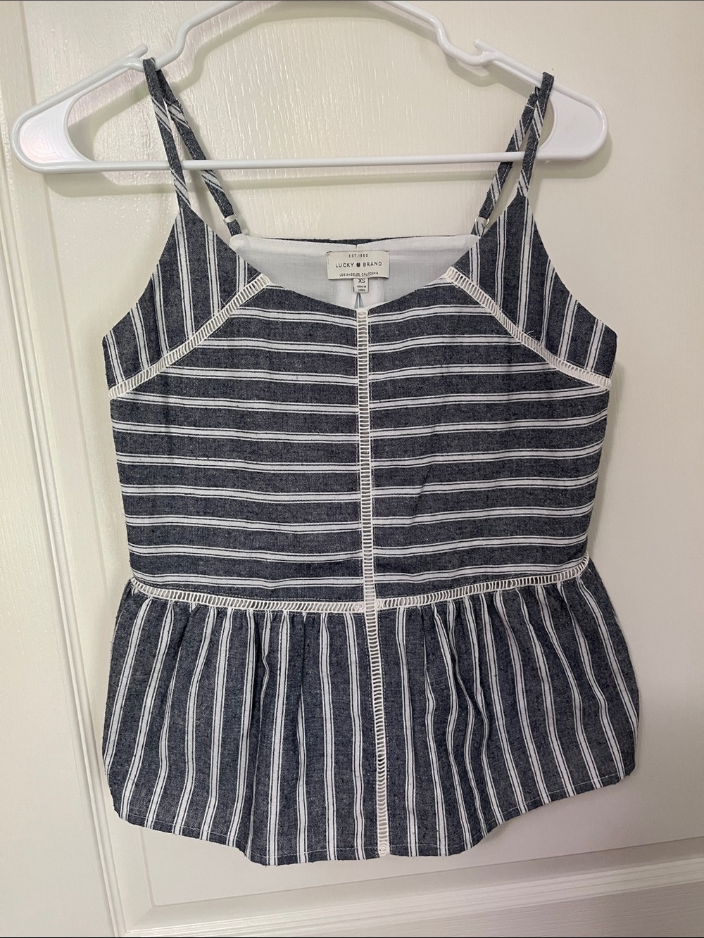Lucky Brand Navy & White Striped Peplum Cami